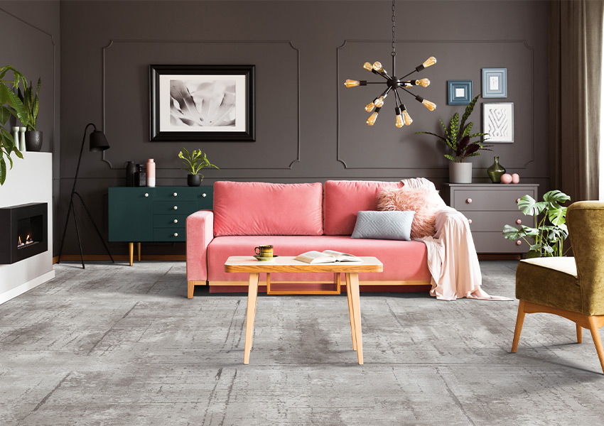 gray pattern carpet in living room